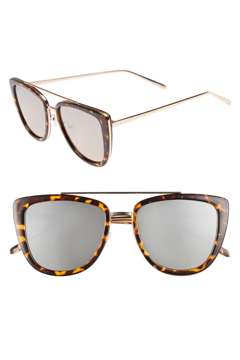 Australia French Kiss 55mm Cat Eye Sunglasses, Main, color, TORT/GOLD