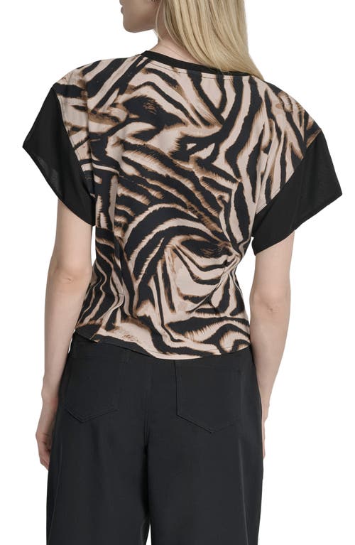 Dkny Chiffon Sleeve Knit Top In Multi
