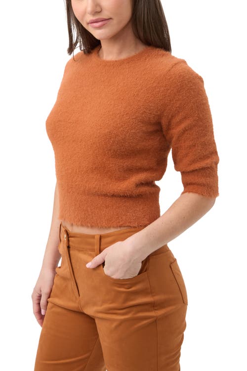 Trina Turk Maliah Fuzzy Elbow Sleeve Sweater In Brown