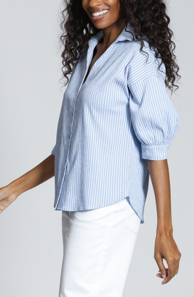 APNY Blouson Sleeve Shirt, Alternate, color, Bluewhite Stripe