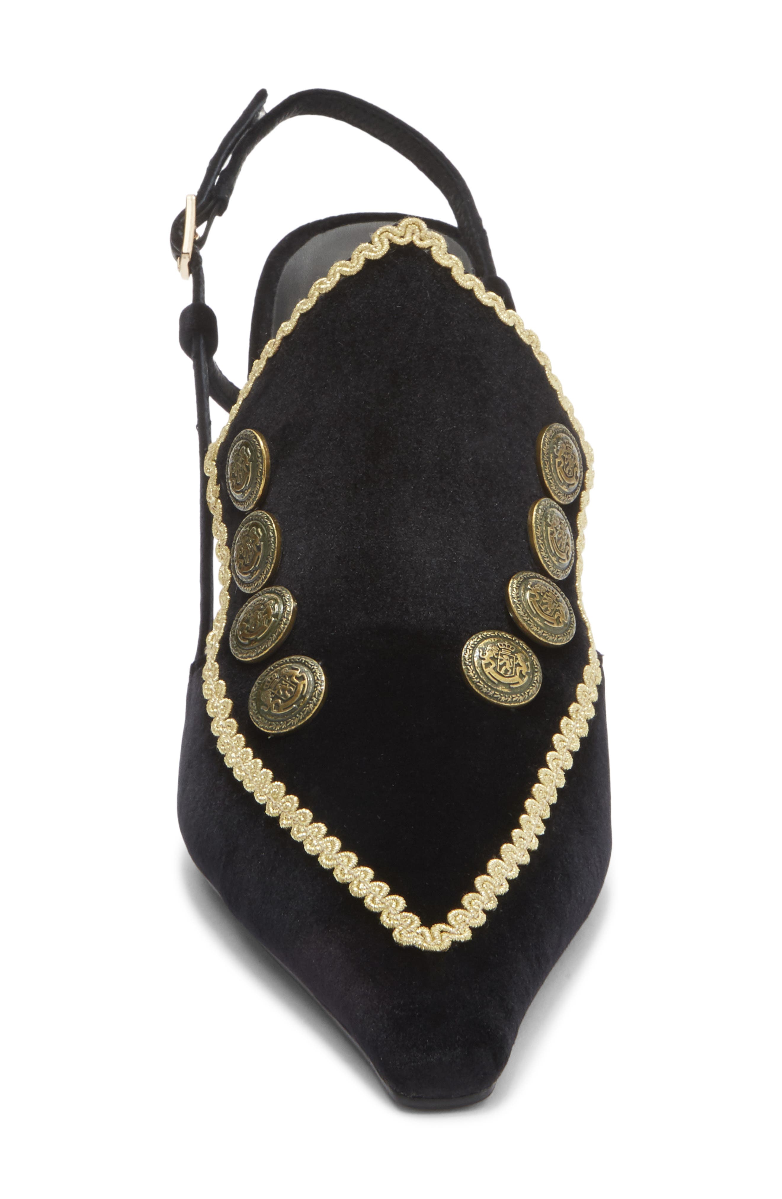 Jeffrey Campbell Troubadour Slingback Pump, Alternate, color, Black Velvet Gold
