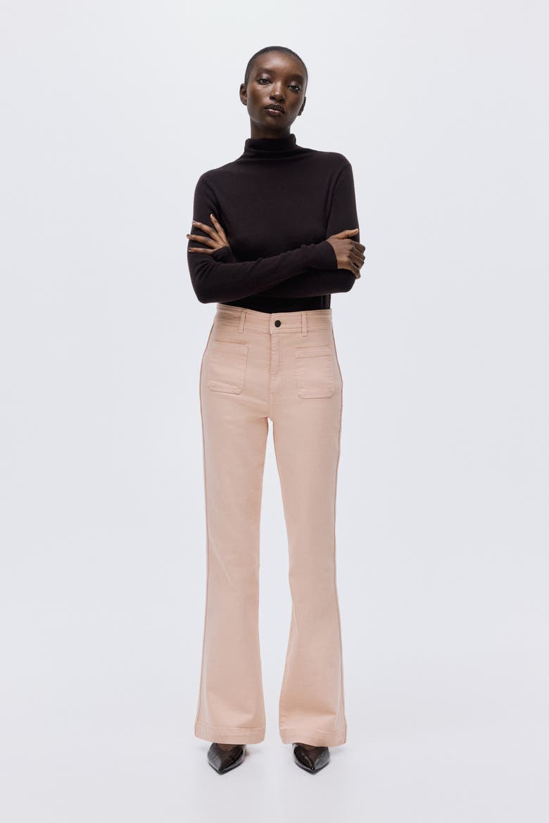 Flared High Jeans, Main, color, Peach pink