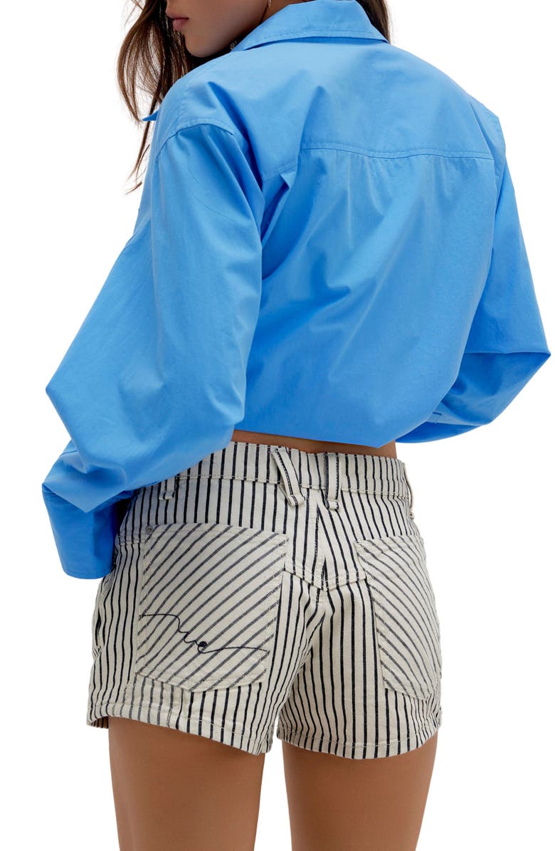 Free People Now or Never Stripe Denim Shorts, Alternate, color, Washed Railroad