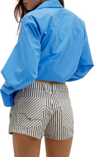 Now or Never Stripe Denim Shorts