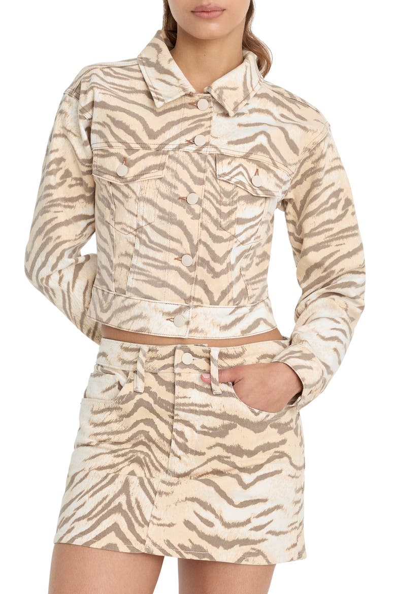 Essential Crop Organic Cotton Denim Jacket, Main, color, BROWN TIGER
