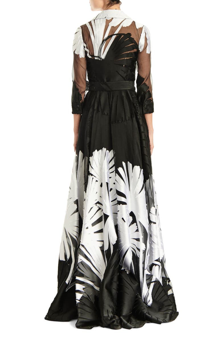 Carolina Herrera Fil Coupé Shirtdress Gown, Alternate, color,