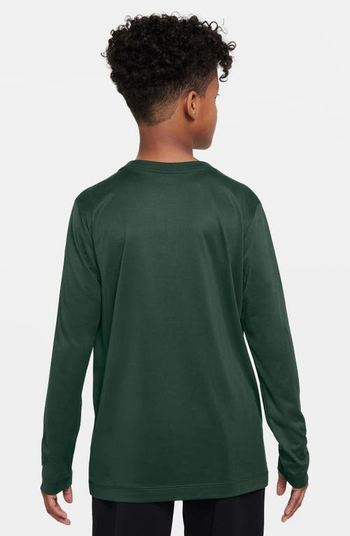 Nike Kids' Legend Dri-fit Long Sleeve Graphic T-shirt In Green