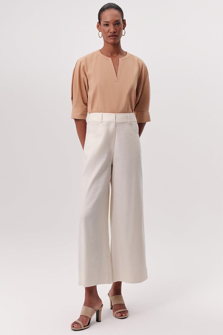 Rebecca High Rise Zippered Wide Leg Pants, Main, color, CREAM