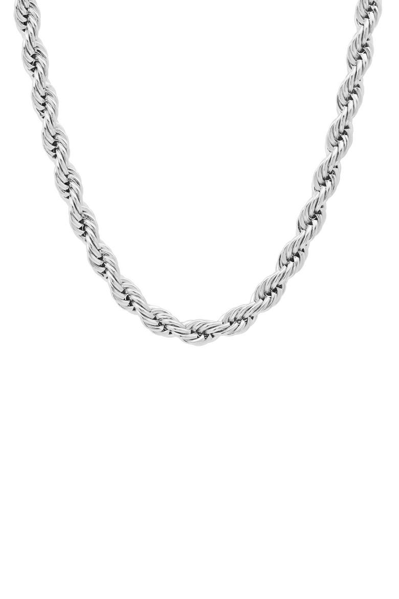 Men's Rope Chain Necklace, Main, color, SILVER
