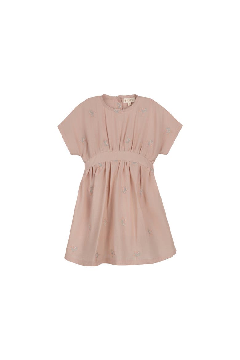 Looms Holland Collection - Girls Embroidered Floral Short Sleeve Dress, Main, color, Pink