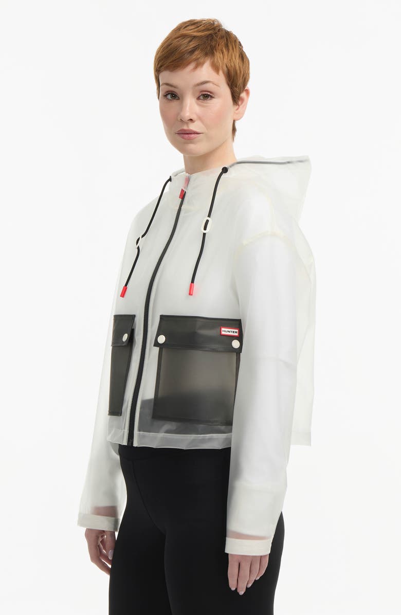 Hunter Jessie Colorblock Transparent Crop Jacket, Alternate, color, Hunter White