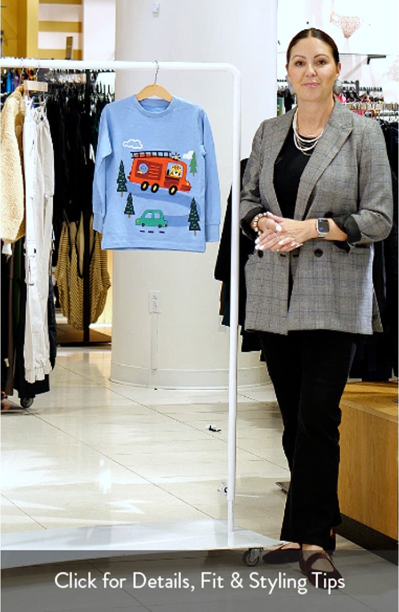 Kids' Fire Truck Appliqué Long Sleeve Cotton Graphic T-Shirt, sales video thumbnail