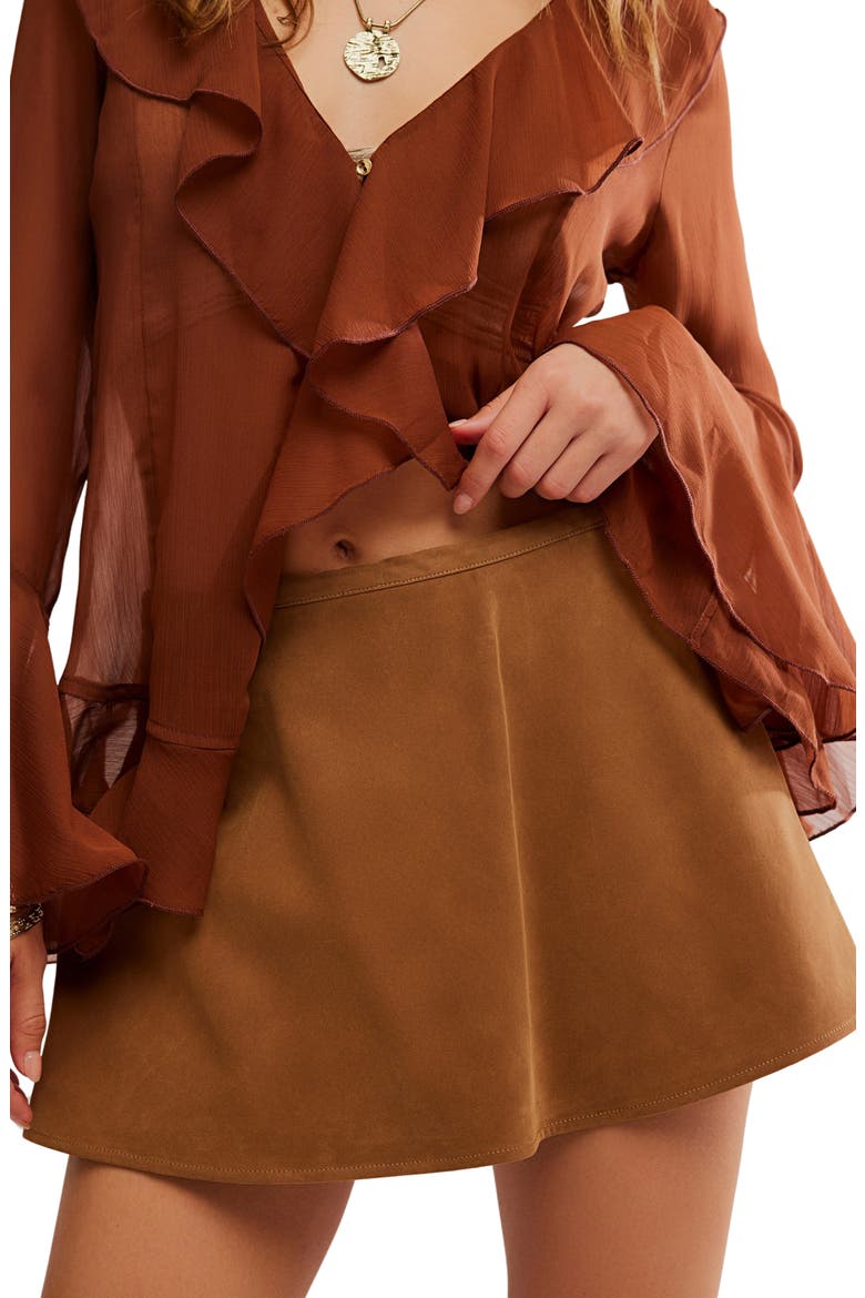 Paradise Found Faux Suede Skort, Alternate, color, CARAMEL CAFE
