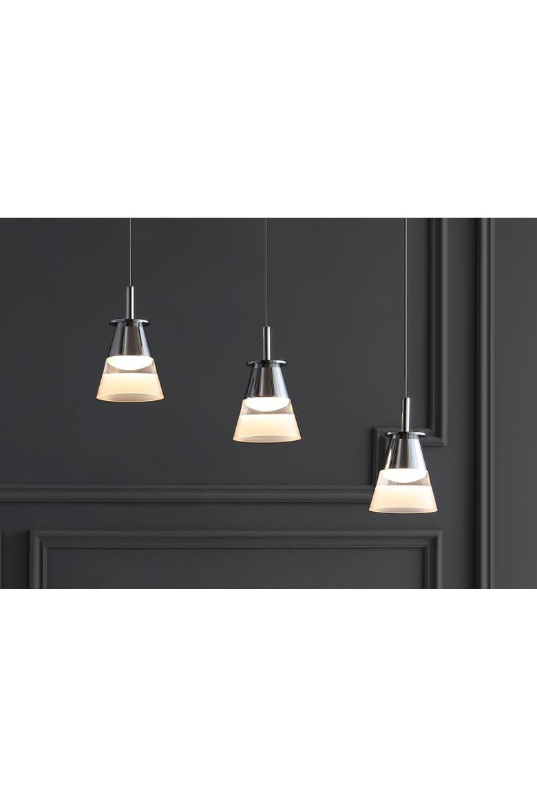 Alain 3-Light Adjustable Cascading Metal Integrated Linear LED Pendant, Alternate, color, Chrome/Clear
