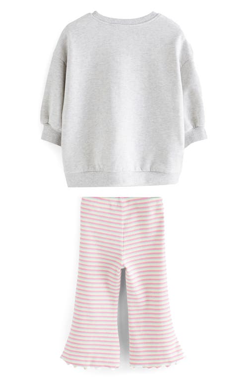 Next Kids' Rainbow Appliqué Sweatshirt & Rib Flare Leggings Set In Grey