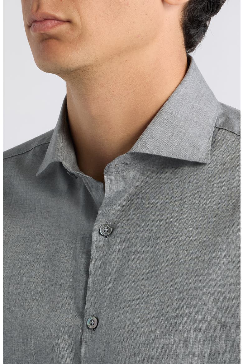 Regular Fit Herringbone Button Up Shirt, Alternate, color, GREY