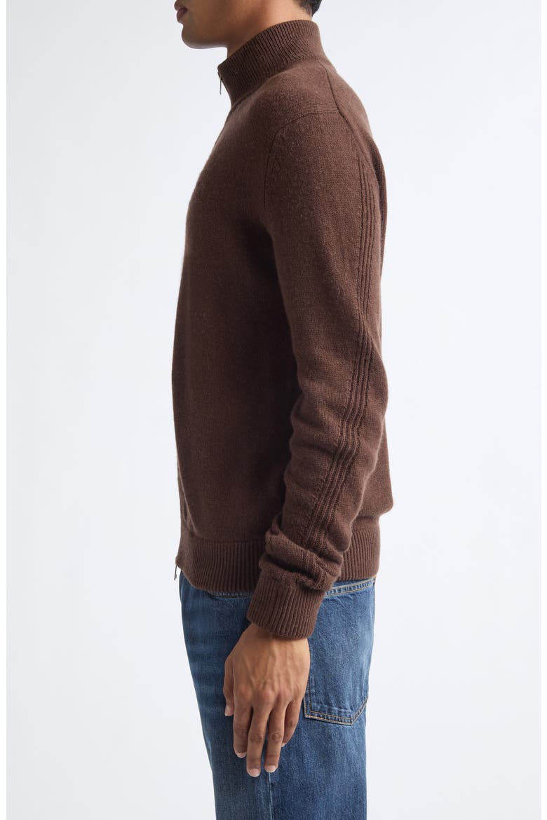 Couture Seam Wool & Cashmere Zip Cardigan, Alternate, color, DARK HAVANNA