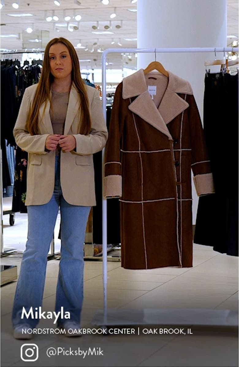 Double Breasted Faux Shearling Coat, sales video thumbnail