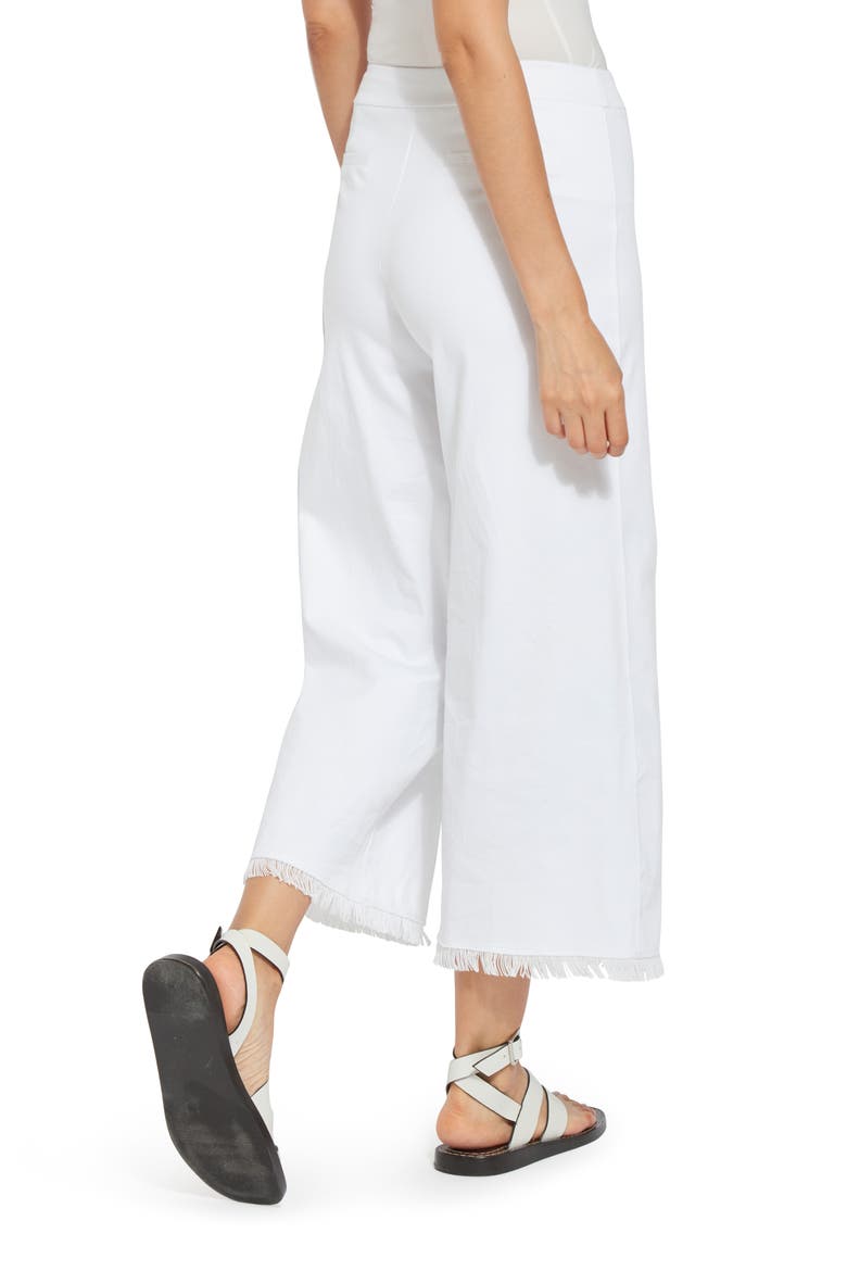 Lyssé Shiloh Palazzo Wide Leg Fringe Crop Denim Leggings, Alternate, color, WHITE