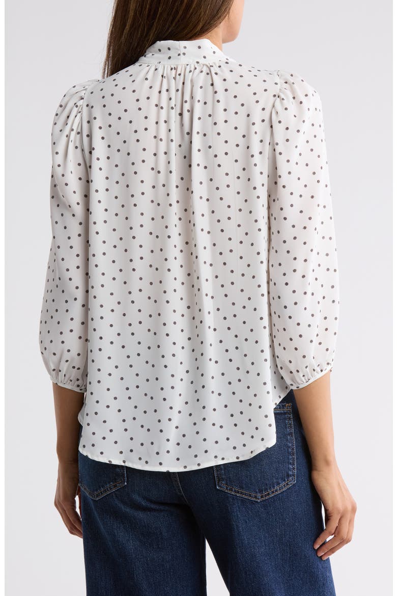Polka Dot Tie Neck Top, Alternate, color, IVORY