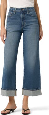 Joe's Cuffed High Waist Ankle Wide Leg Jeans