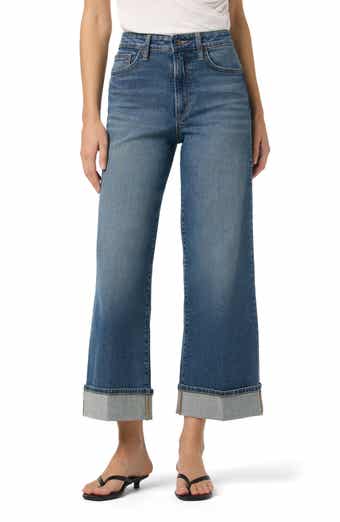Cuffed High Waist Ankle Wide Leg Jeans