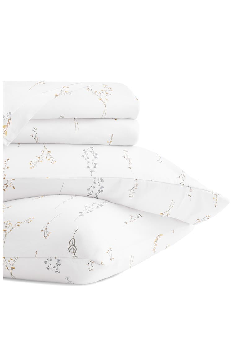 300 Thread Count Cotton Sateen Sheet Set, Alternate, color, WILD GARDEN WHITE