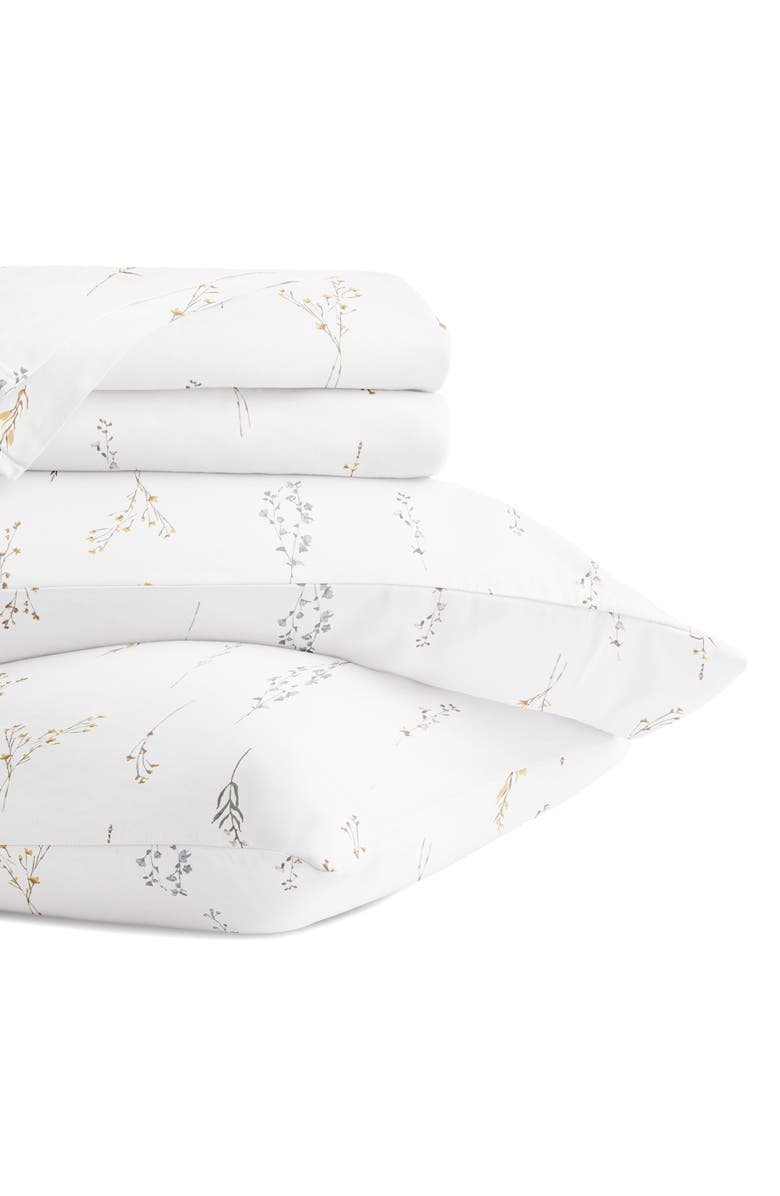 HOMESPUN 300 Thread Count Cotton Sateen Sheet Set, Alternate, color, Wild Garden White