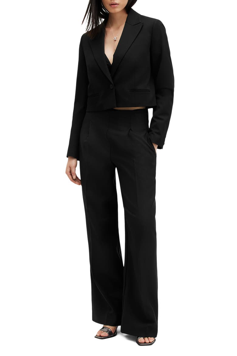 Shores One-Button Crop Blazer, Alternate, color, BLACK