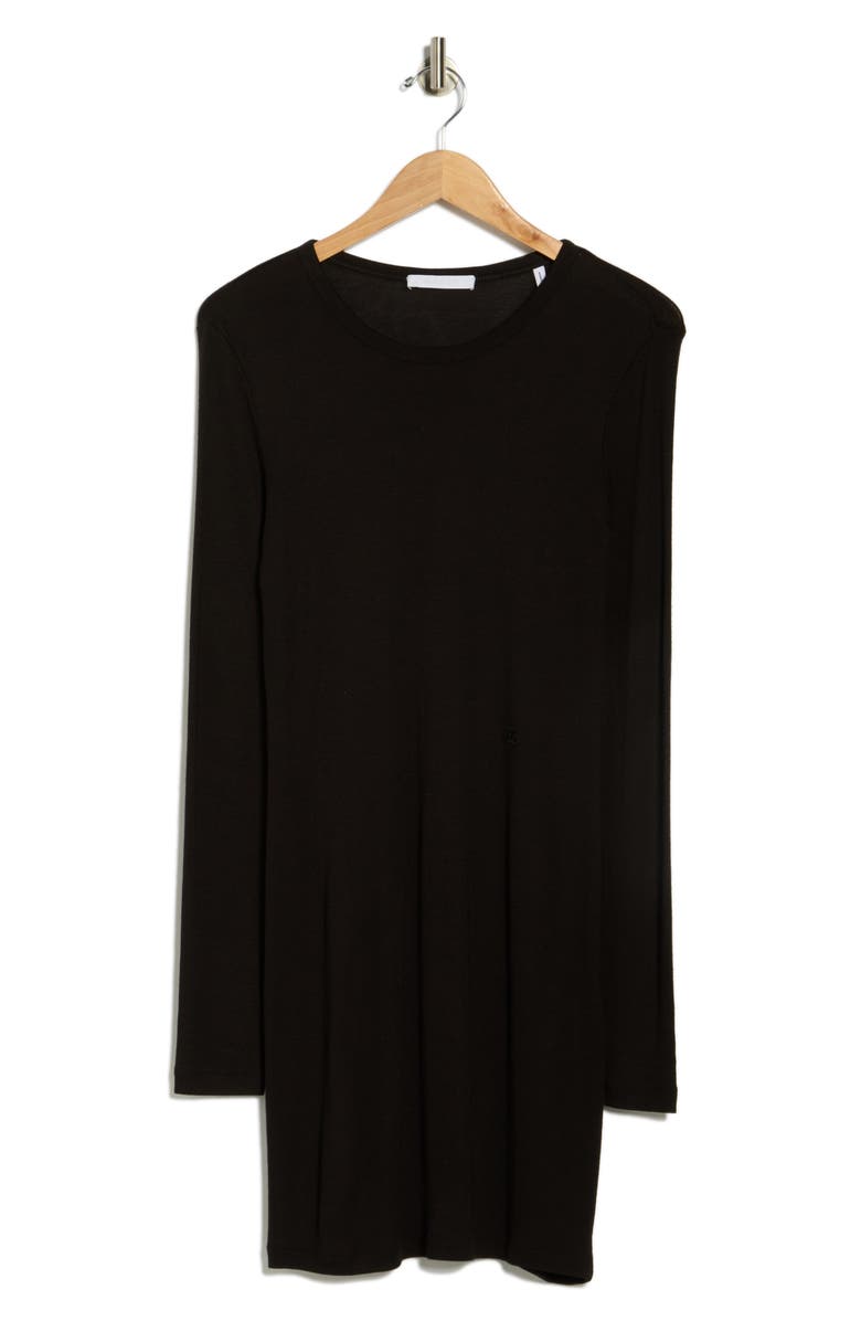 Helmut Lang Long Sleeve Rib Minidress, Alternate, color, Black