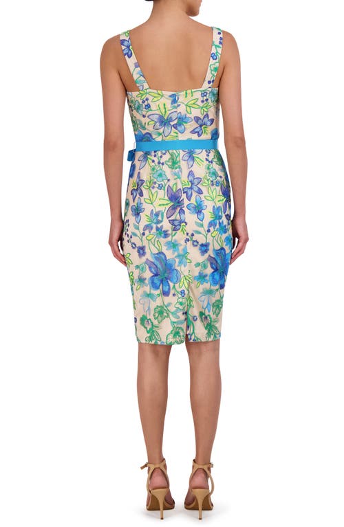 ELIZA J ELIZA J FLORAL EMBROIDERY COCKTAIL SHEATH DRESS 