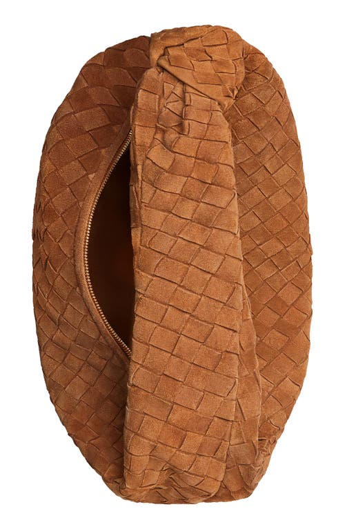 Bottega Veneta Teen Jodie Intrecciato Suede Hobo In Gold