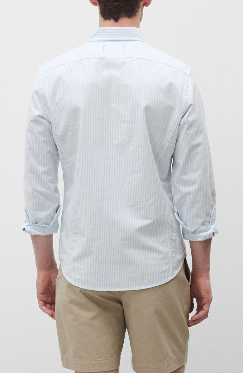 Reigning Champ Stripe Cotton Oxford Button-Down Shirt, Alternate, color, White-Blue