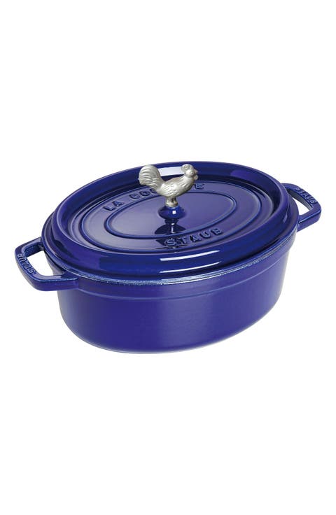 5.75-Quart Oval Coq Au Vin Enameled Cast Iron Dutch Oven