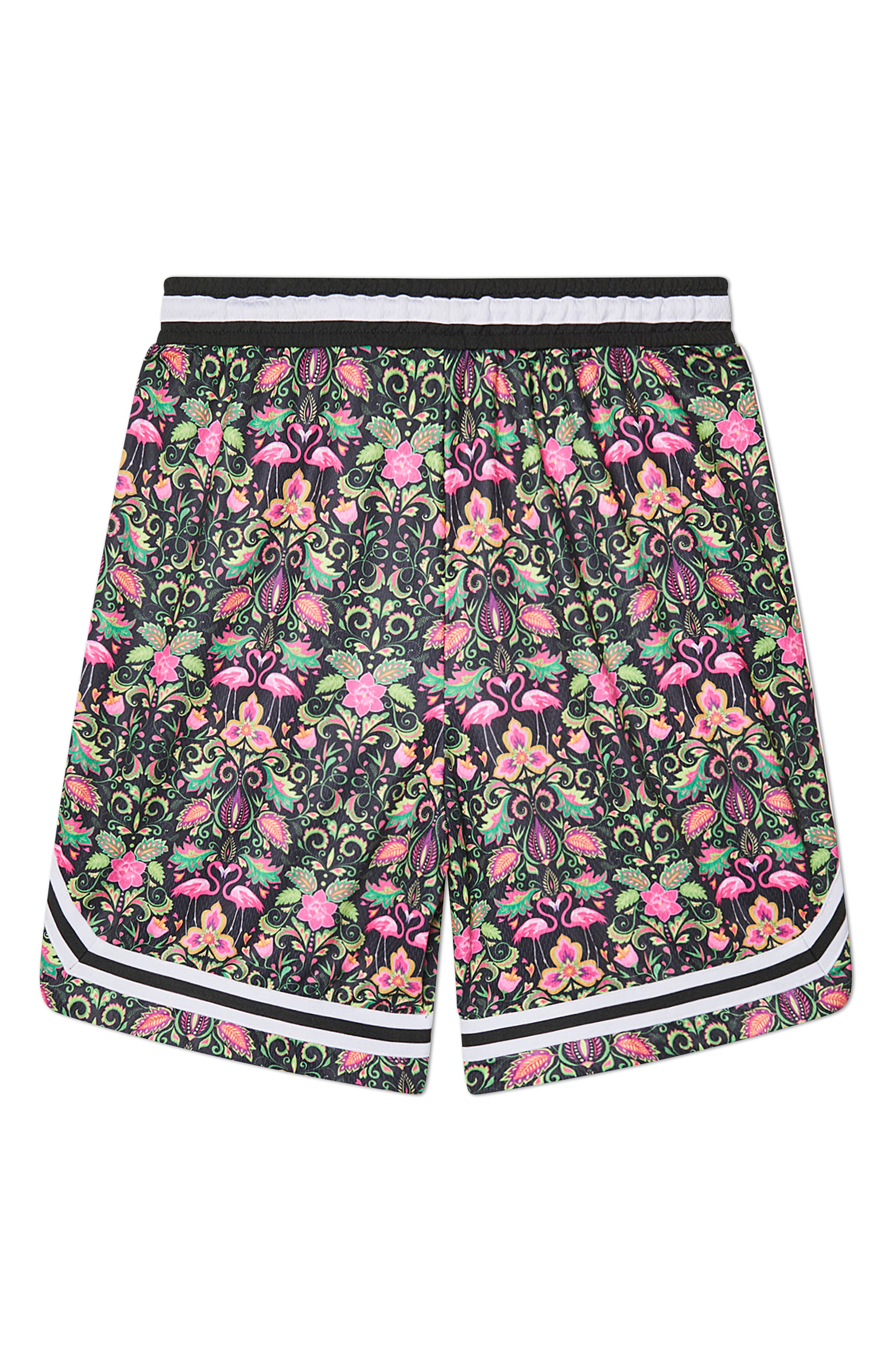 WeSC Floral Flamingo Mesh Basketball Shorts (Men) | Nordstromrack