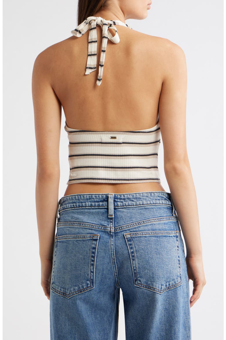 Topanga Canyon Rib Stripe Halter Crop Top, Alternate, color, BONE