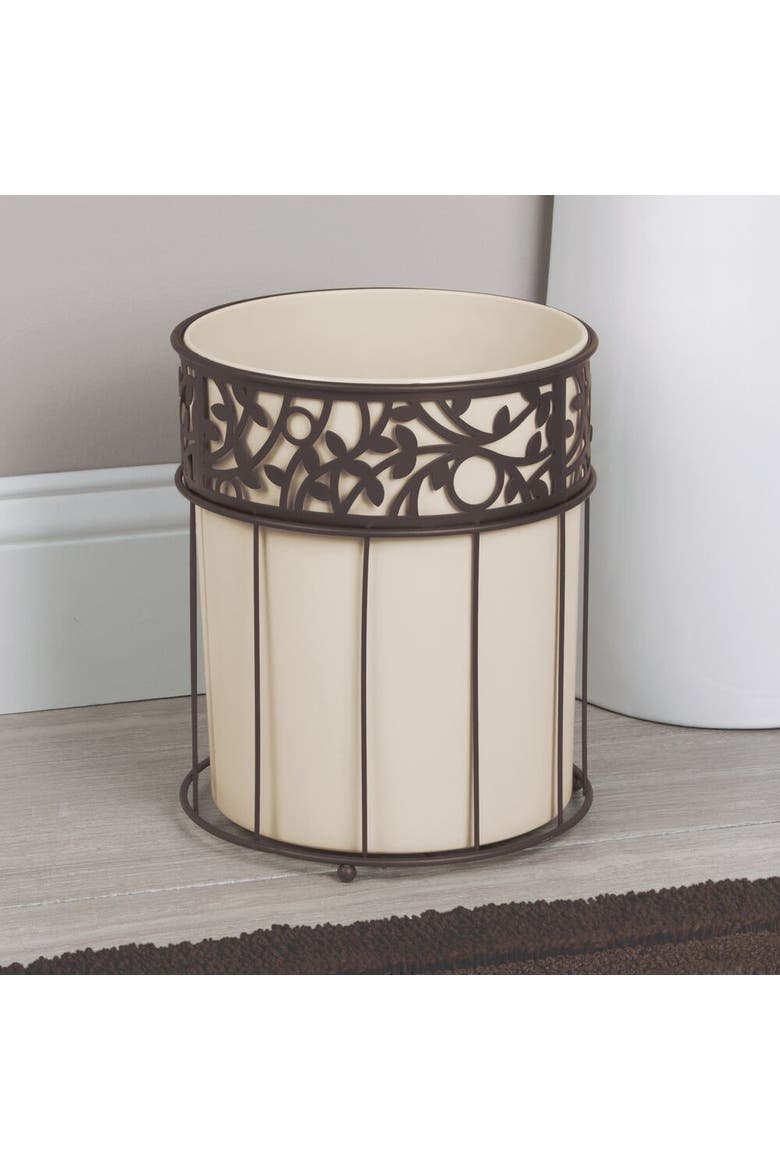 Metal Vine Trash Can with Insert - Set of 2 - Vanilla/Bronze, Alternate, color, Vanilla / Bronze