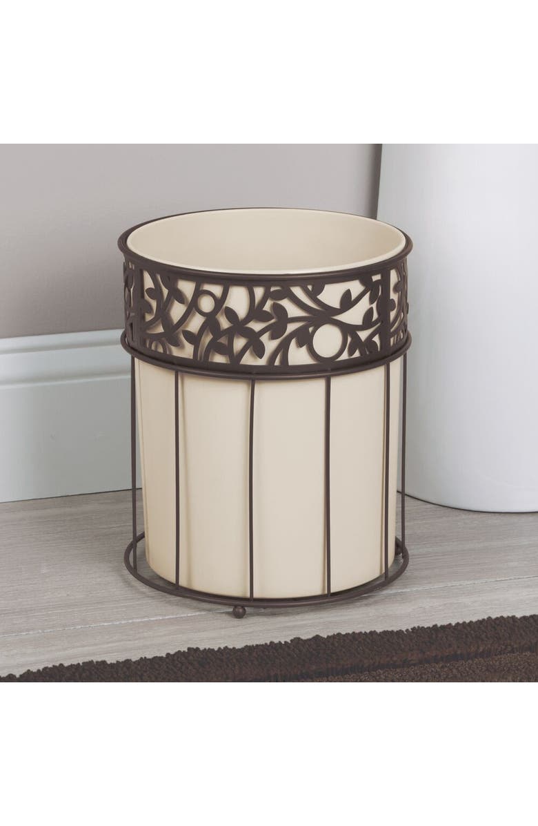 iDesign Metal Vine Trash Can with Insert - Set of 2 - Vanilla/Bronze, Alternate, color, Vanilla / Bronze