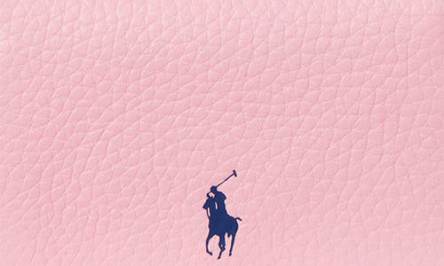 Polo Ralph Lauren Shiny Drum Pebble Leather Card Case In Orange