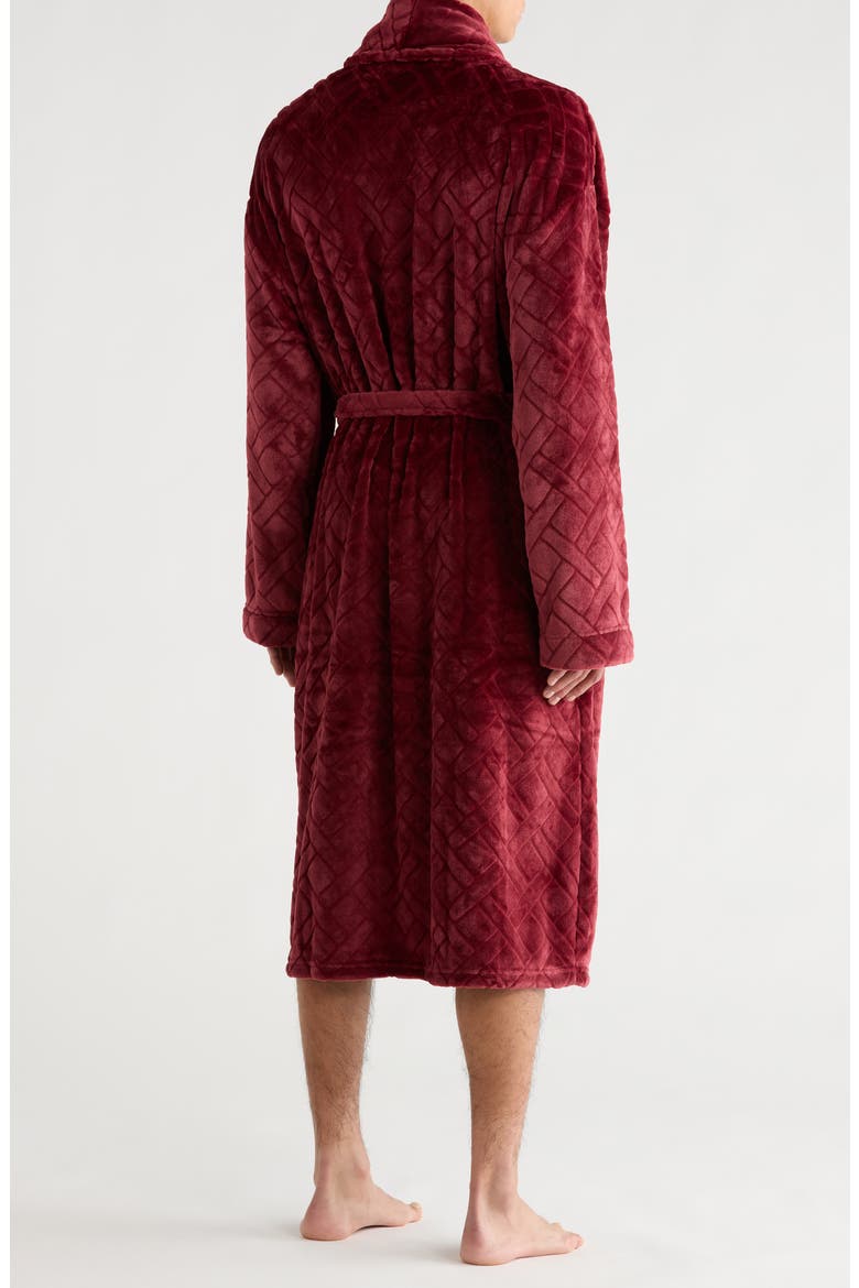 Crossroads Basket Weave Fleece Robe, Alternate, color, CABERNET
