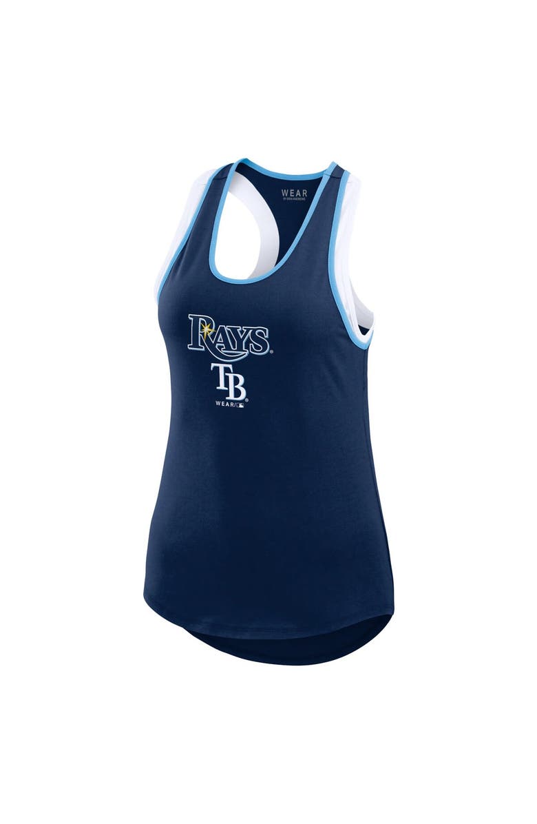 WEAR by Erin Andrews Women's WEAR by Erin Andrews Navy Tampa Bay Rays Colorblock Racerback Tank Top, Alternate, color, Navy