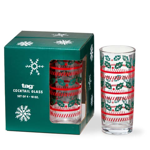 Tis The Season Multicolor Drinking Glasses for Christmas
