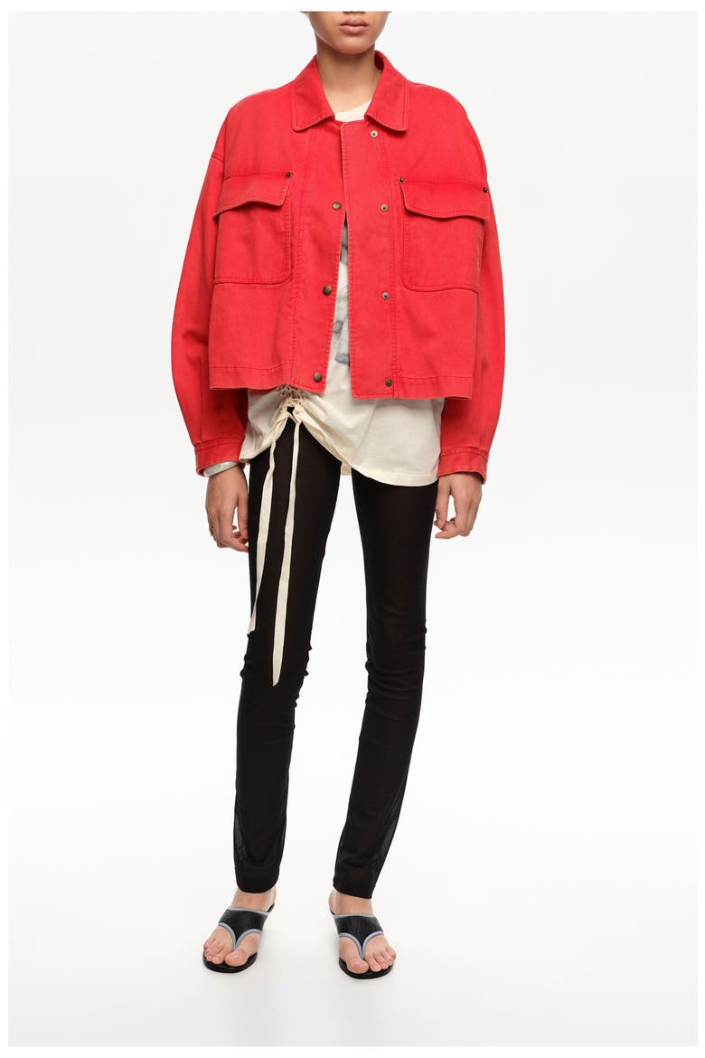 Short Faded Cotton Jacket, Main, color, RED