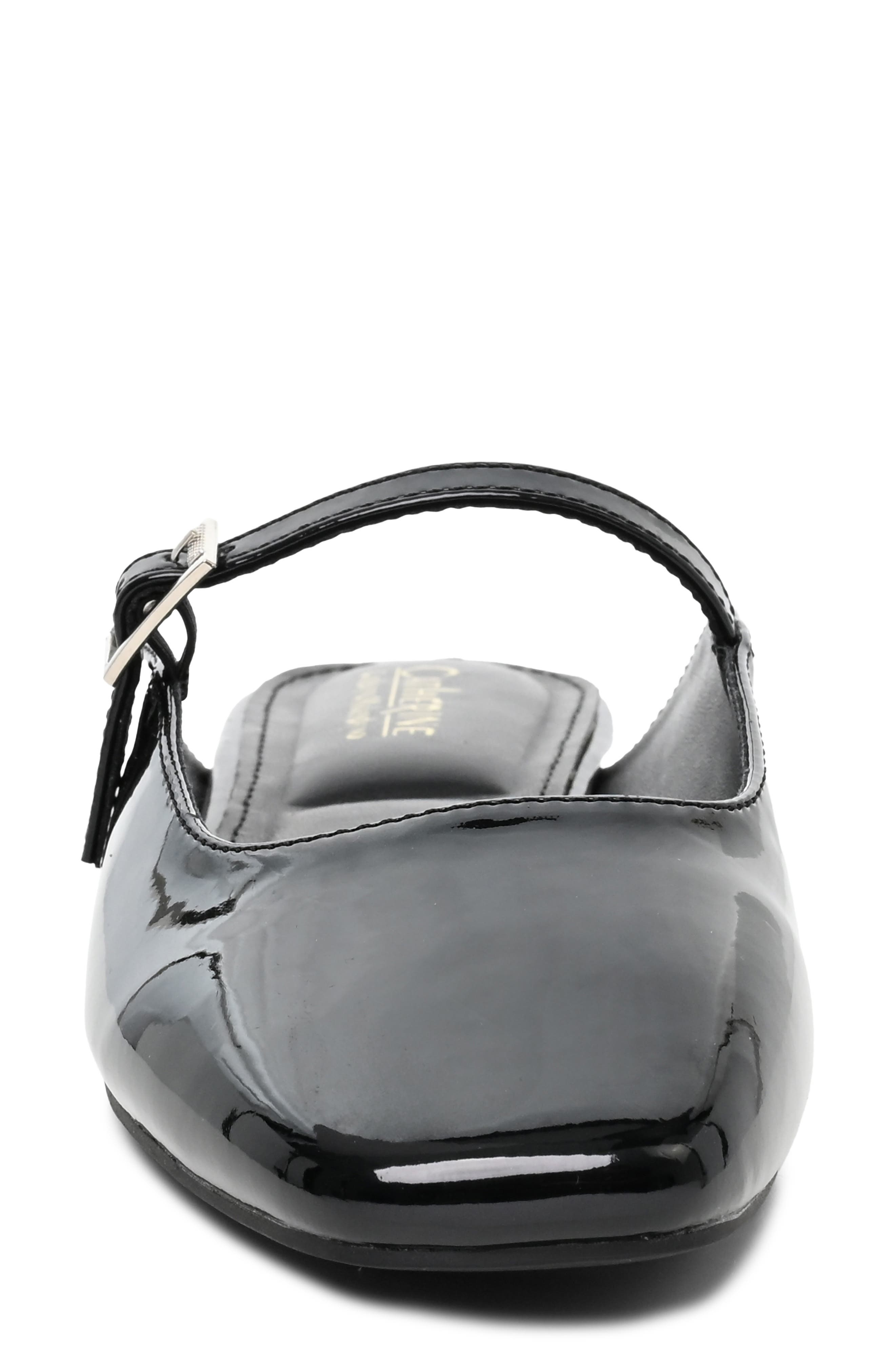 Glossy Buckle Mule, Alternate, color, BLACK PATENT