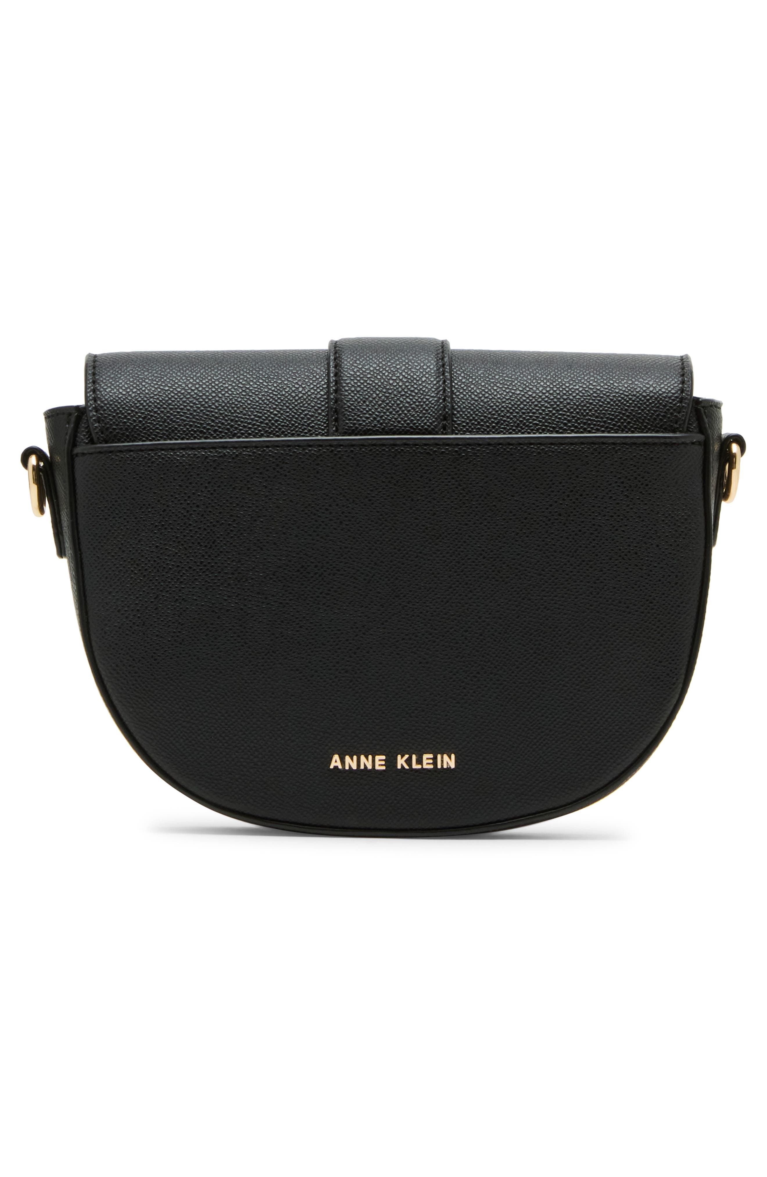 Anne Klein Flap Saddle Crossbody Bag, Alternate, color, Black