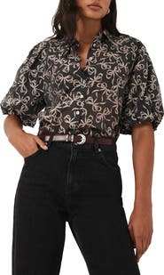MINT VELVET Bow Print Cropped Shirt