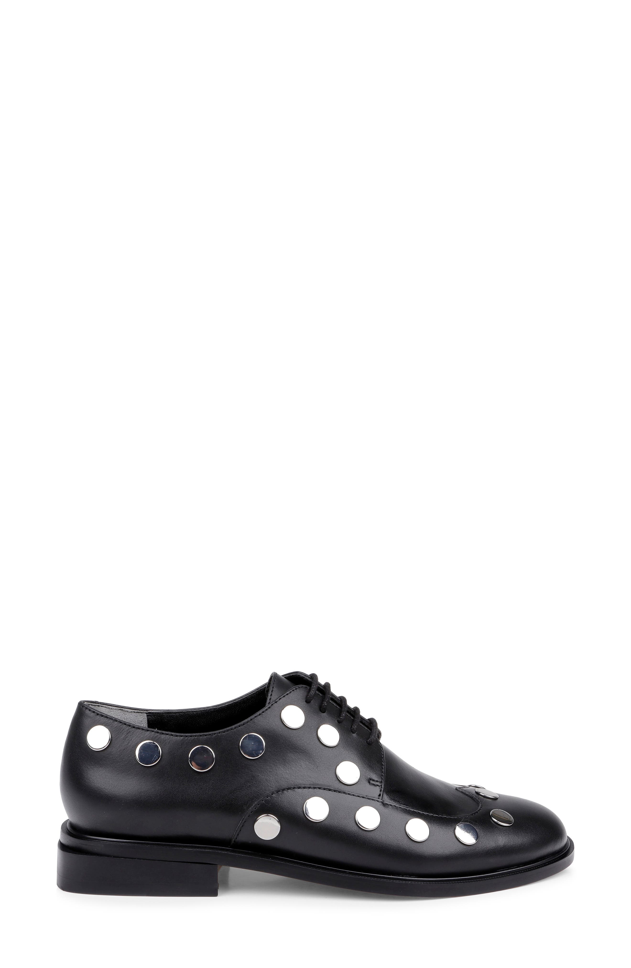 CLERAE Jive Studded Flat, Alternate, color, Black Leather