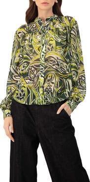 IVONNE Printed Round Neck Blouse