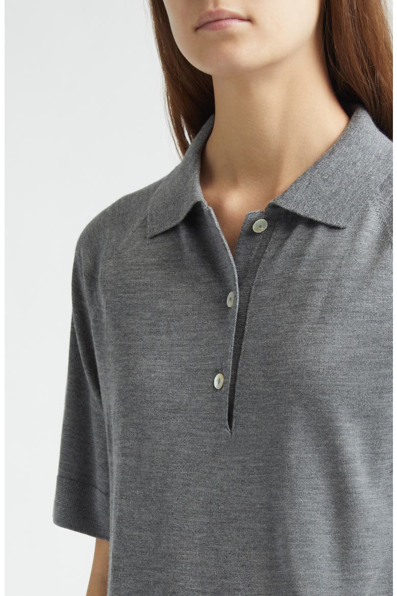 Virgin Wool & Silk Polo, Alternate, color, GRIS