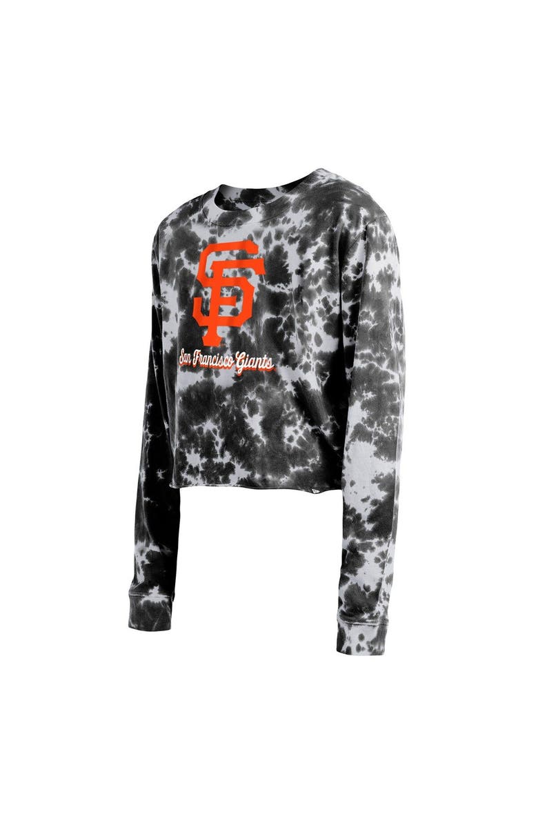 New Era Women's New Era Black San Francisco Giants Tie-Dye Cropped Long Sleeve T-Shirt, Alternate, color,